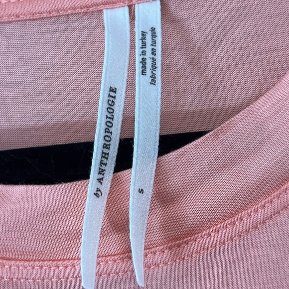 By Anthropologie Coral Pink Ruffle Flutter-Sleeve Tee Small - Picture 5 of 9